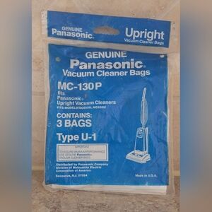 PANASONIC UPRIGHT VACUUM CLEANER BAGS MC-130P TYPE U-1 FITS MC665U & MC658U 3pk